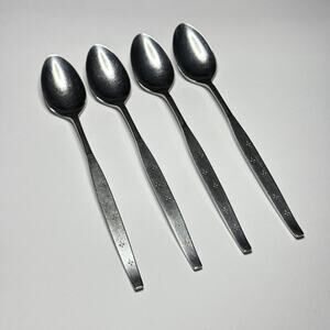 Oneida Community CELEBRITY Stainless 4 Iced Tea Spoons MCM w/ White Stars